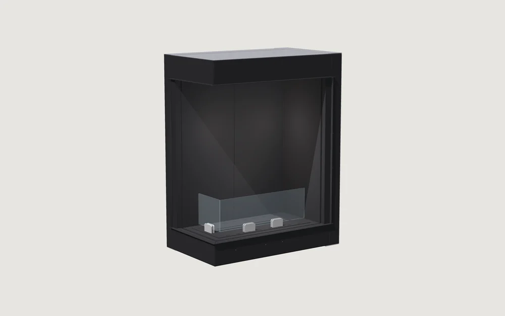 Chimenea de bioetanol Fuegolo FEH1 C 600, Corner, 600 mm, perspectiva de estudio