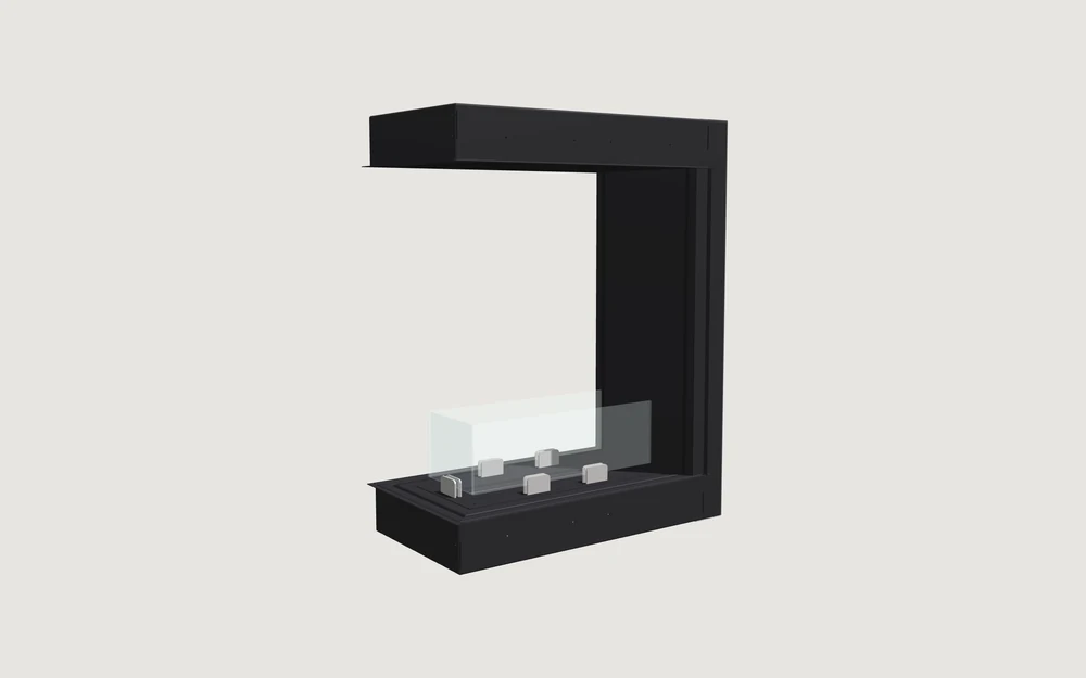 Chimenea de bioetanol Fuegolo FEH1 U 600, U-line, 600 mm, perspectiva de estudio