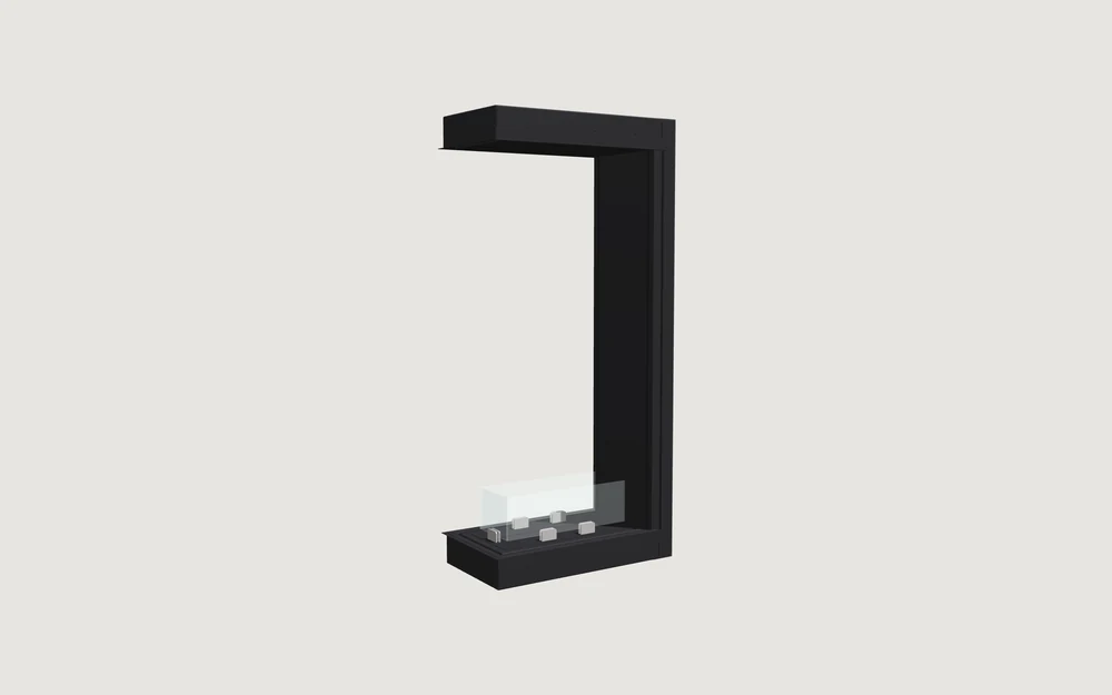 Chimenea de bioetanol Fuegolo FEH2 U 600, U-line, 600 mm, perspectiva de estudio
