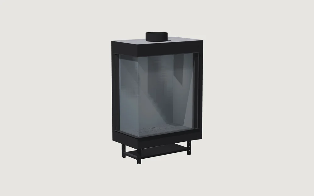 Chimenea de gas Fuegolo FGH1 C 600, Corner, 600 mm, perspectiva de estudio