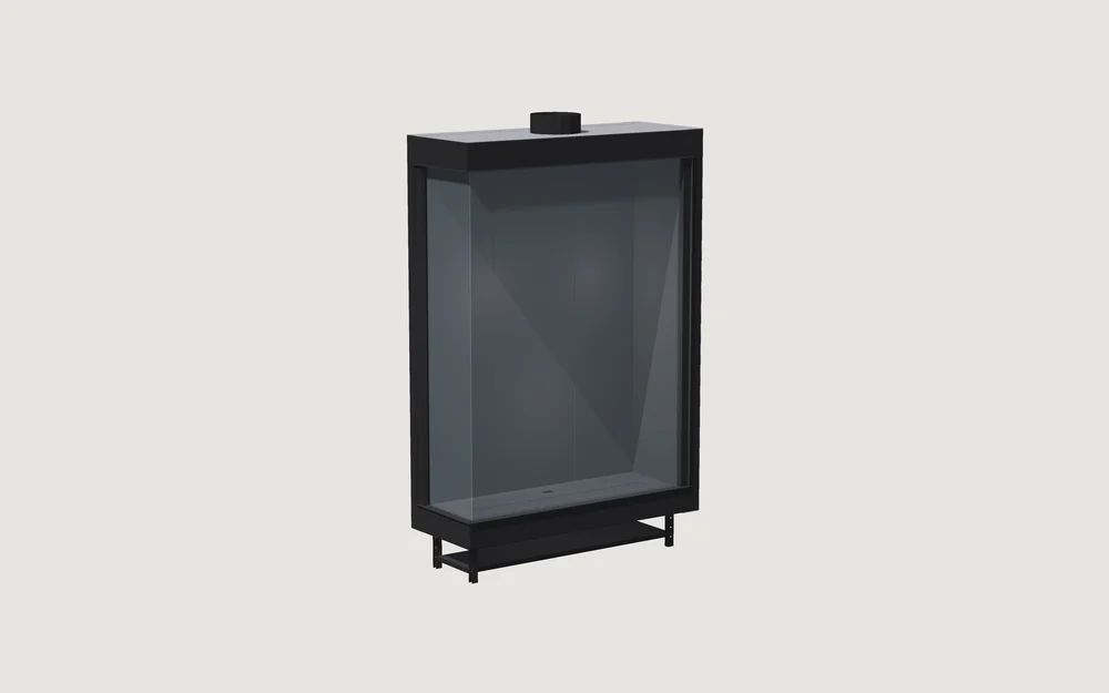 Chimenea de gas Fuegolo FGH2 C 1000, Corner, 1000 mm, perspectiva de estudio