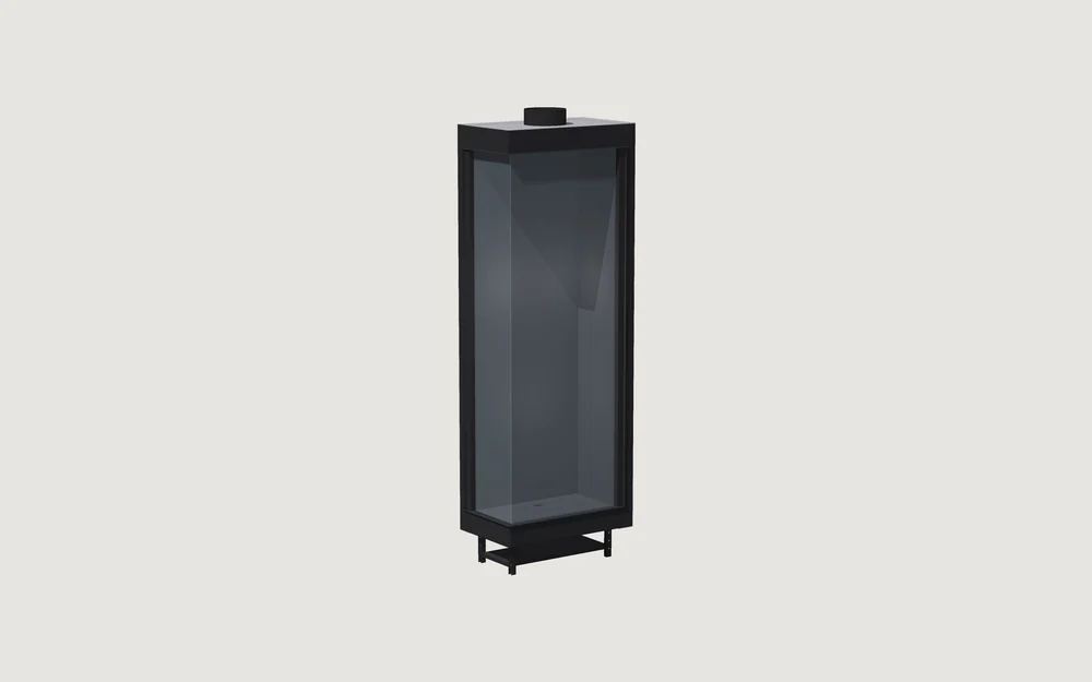 Chimenea de gas Fuegolo FGH3 C 600, Corner, 600 mm, perspectiva de estudio