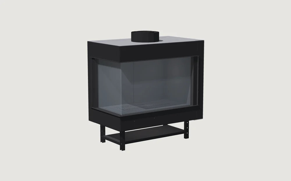 Chimenea de gas Fuegolo FGP C 600, Corner, 600 mm, perspectiva de estudio